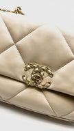 Preowned. Chanel C19 Small Beige Lambskin GHW/RHW,SHW. P724TT3|16072