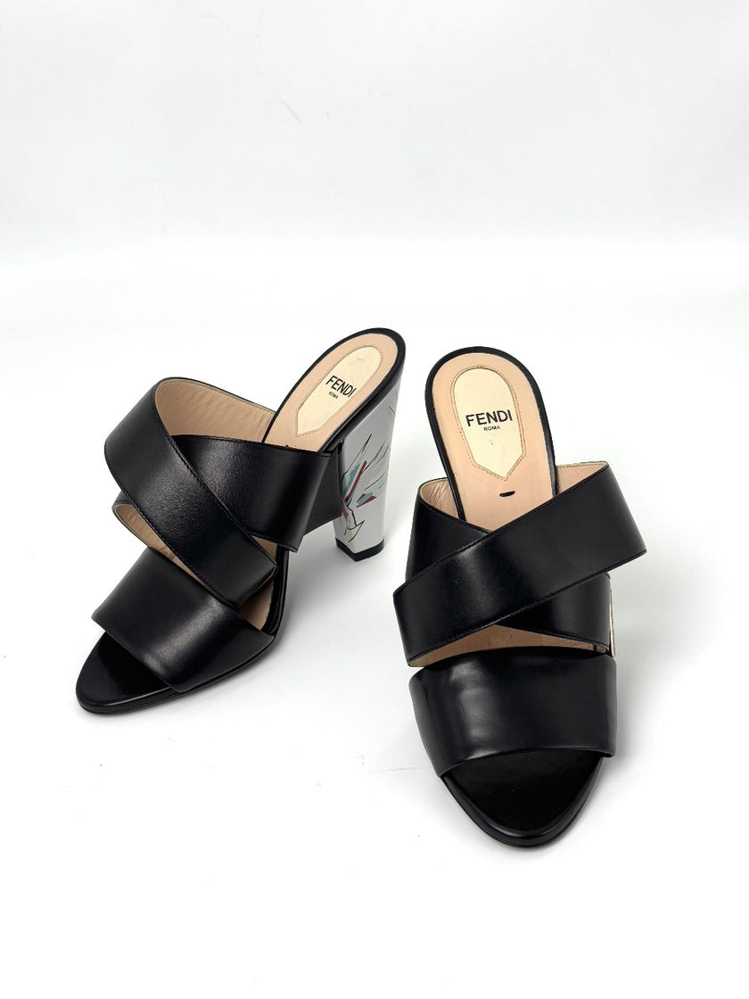 Brand New. Fendi Sandals Black. 37.5|7574