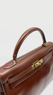 Preowned. Hermes Kelly 32 Vintage Box Brown GHW. Circle H MA|13923