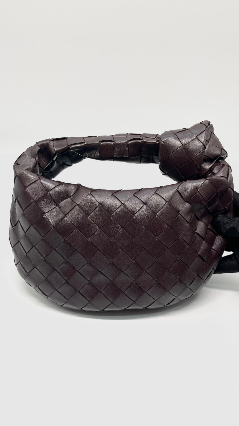 Brand New. Bottega Mini Jodie Dark Barolo GHW. R00959744S|10002