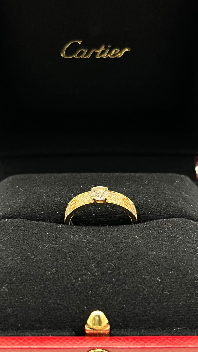 Preowned. Cartier Love Ring 18K RG 0.32 ct sz 49. QDA162|9381