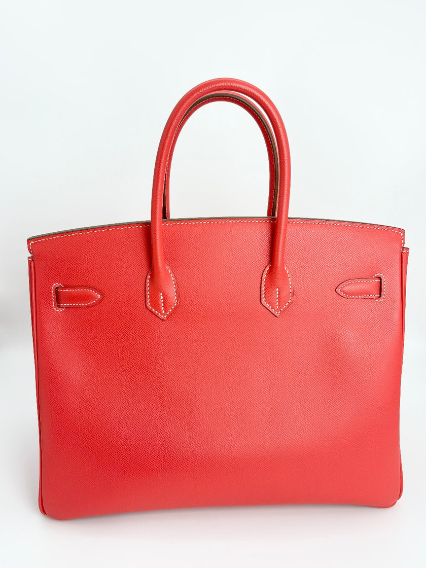 Preowned. Hermes Birkin 35 Flamingo Epsom PHW. P173A|3400