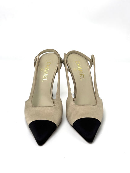 Preowned. Chanel Sling Back Satin. 38|6474