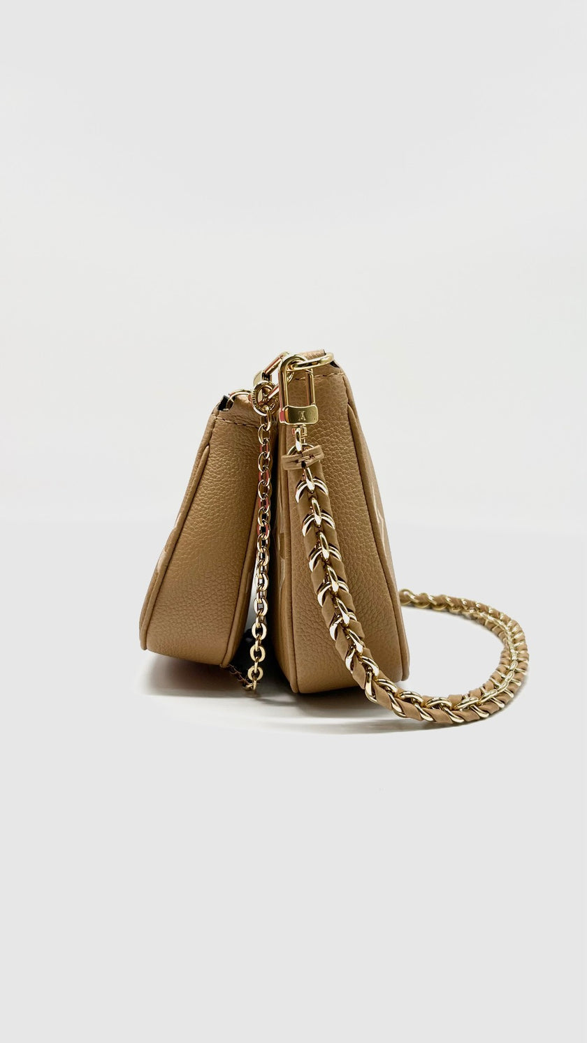 Like New. LV Multi Pochette Bicolor Monogram Empriente Arizona/Beige GHW. MCHIP|8568