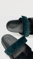 Unused. Hermes Chypre Velvet Black/Dark Green. 37|15377