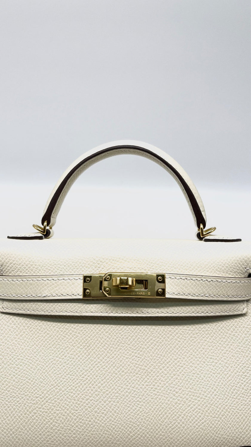 Preowned. Hermes Mini Kelly Nata Epsom GHW. BMM719PY|13738