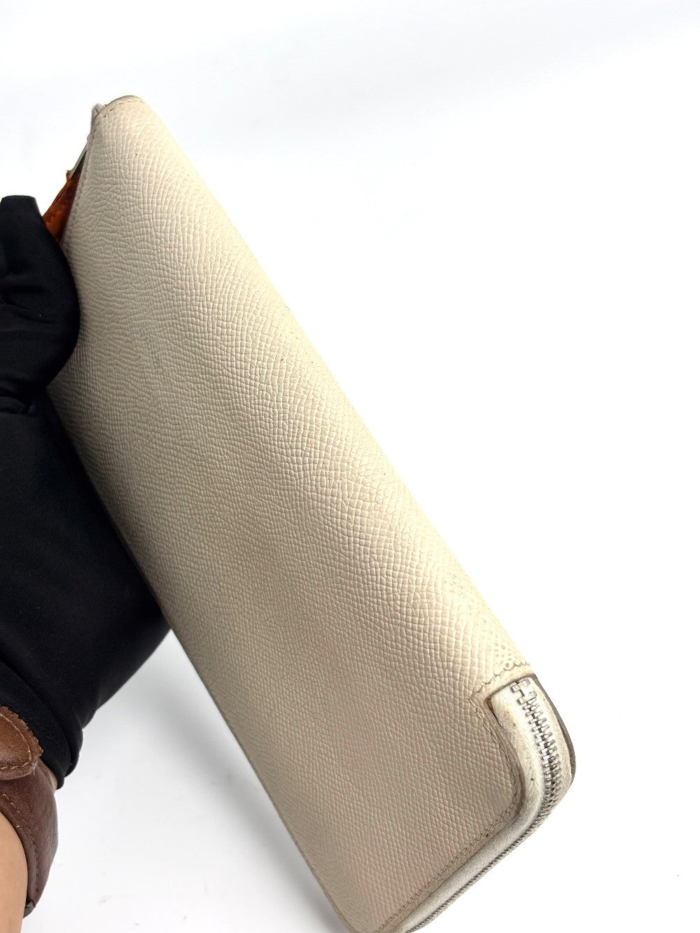 Preowned. Hermes Zip Long Wallet Craie. TTS007AU|12033