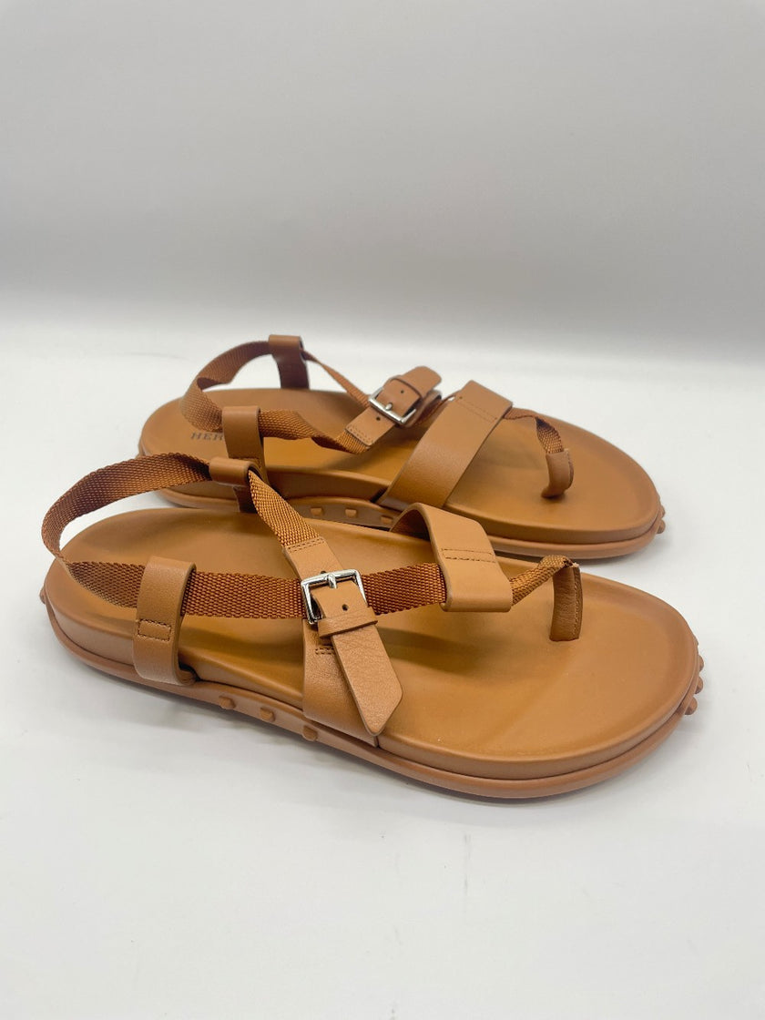 Brand New. Hermes Inboard Sandals Gold. 38|9191