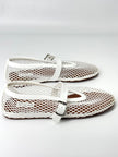 Brand New. Alaia Ballet Flats Fishnet Patent White Calfskin. 37|7359