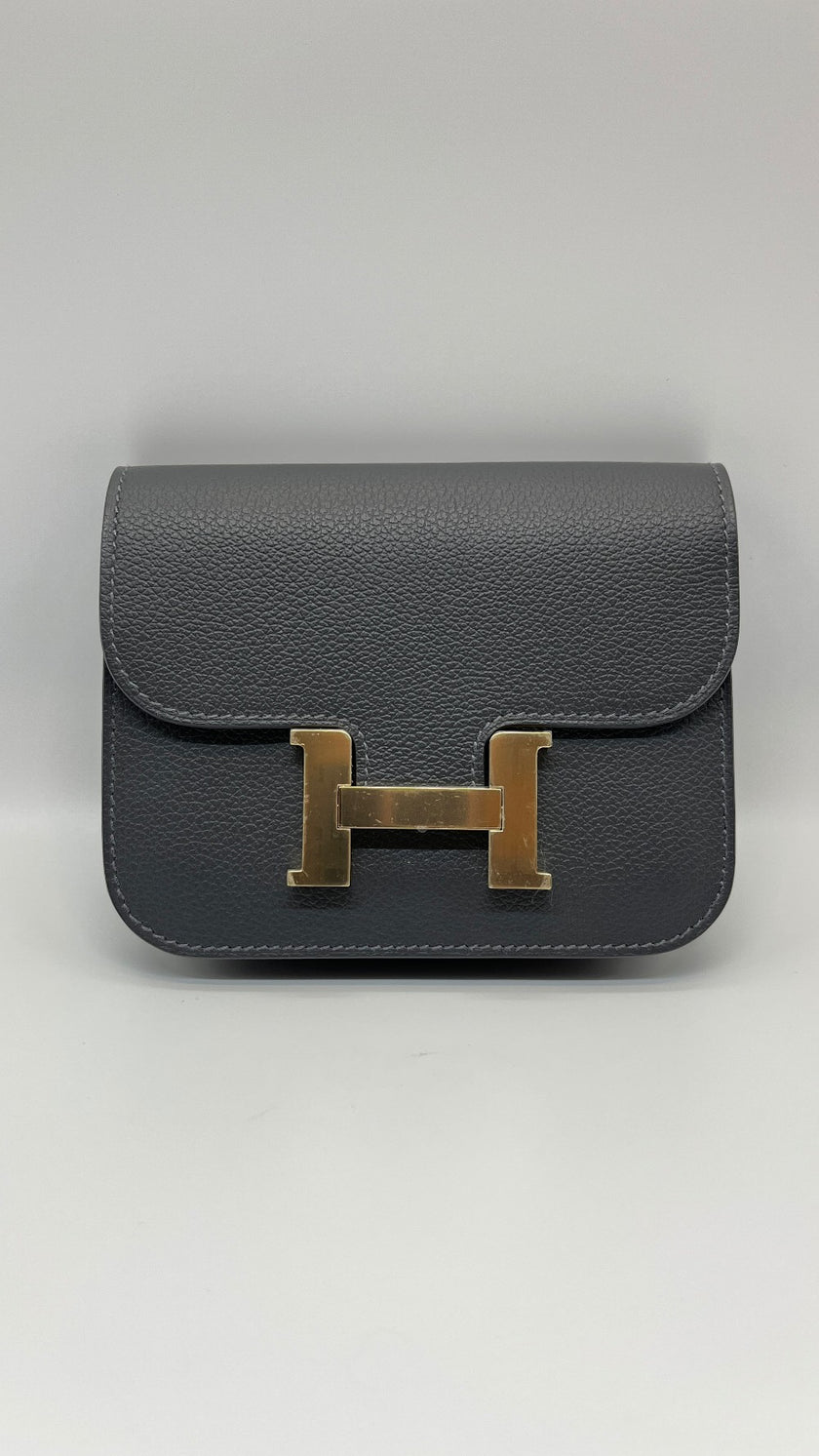 Brand New. Hermes Constance Slim Ardoise Evercolor GHW. KAK004MM|5405