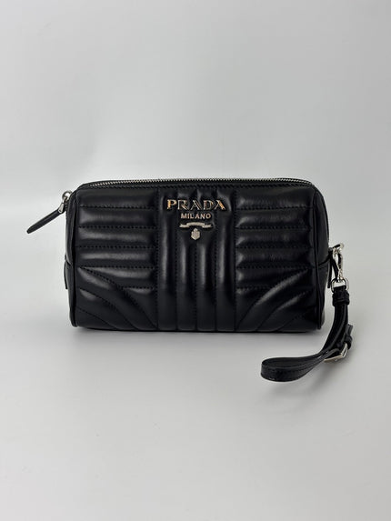 Like New. Prada Maniglia Calfskin Wrislet Black|5944