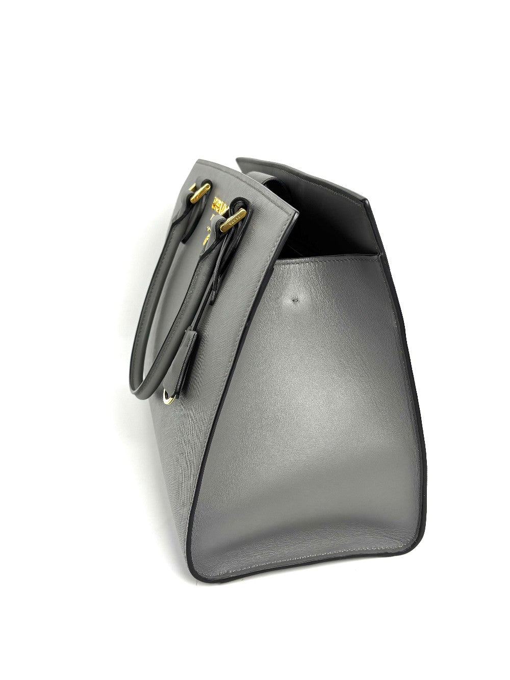 Like New. Prada Argilla Two Way Saffiano Gray. 158D|12354