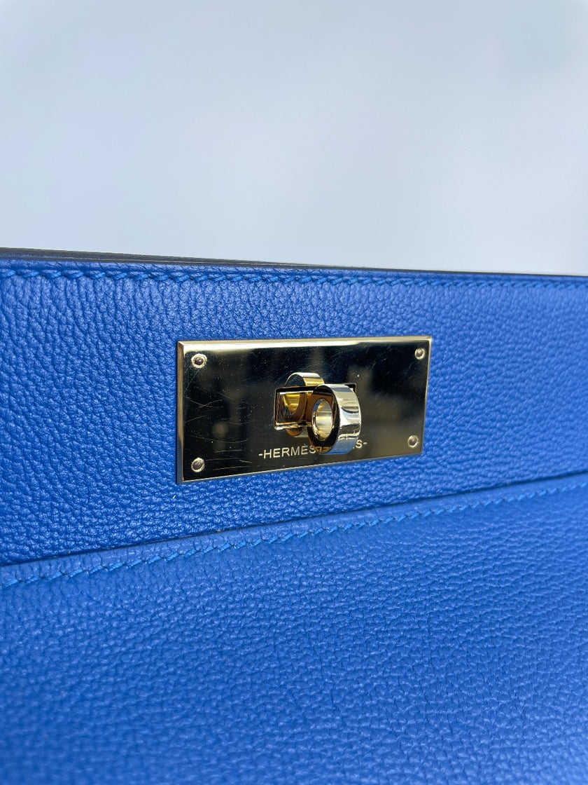 Preowned. Hermes Toolbox 26 Blue Zanzibar GHW. CBY011GN|3682