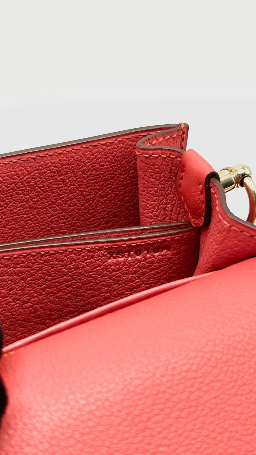 Like New. Hermes Roulis 18 Rouge Tomate Evercolor GHW. XST 010 PI|12057