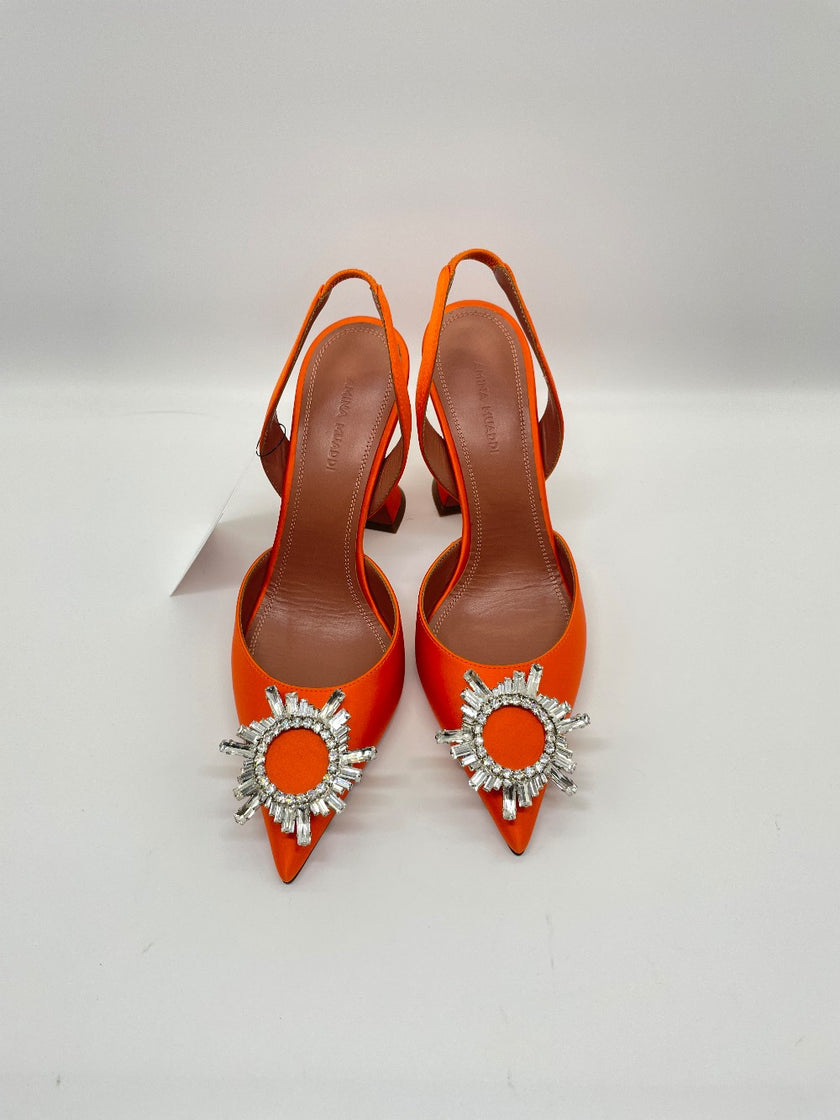 Brand New. Amina Muaddi Begum Heel Orange. 37|10027