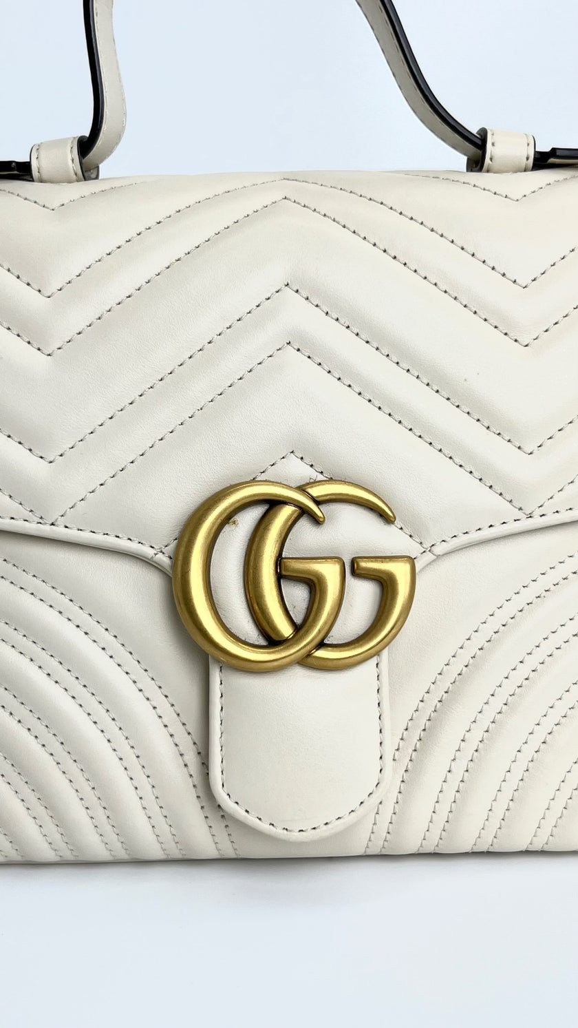 Like New. Gucci Top Handle Sling White. 498110-204991|4487