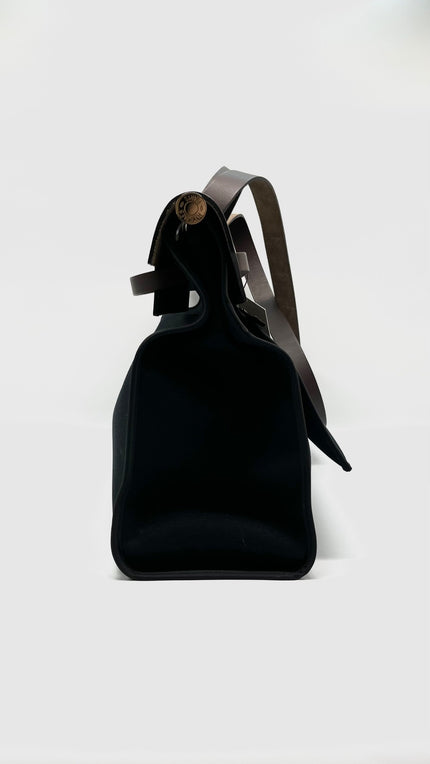 Preowned. Hermes Herbag 39 Black Canvas Stamp P Square AR|9796