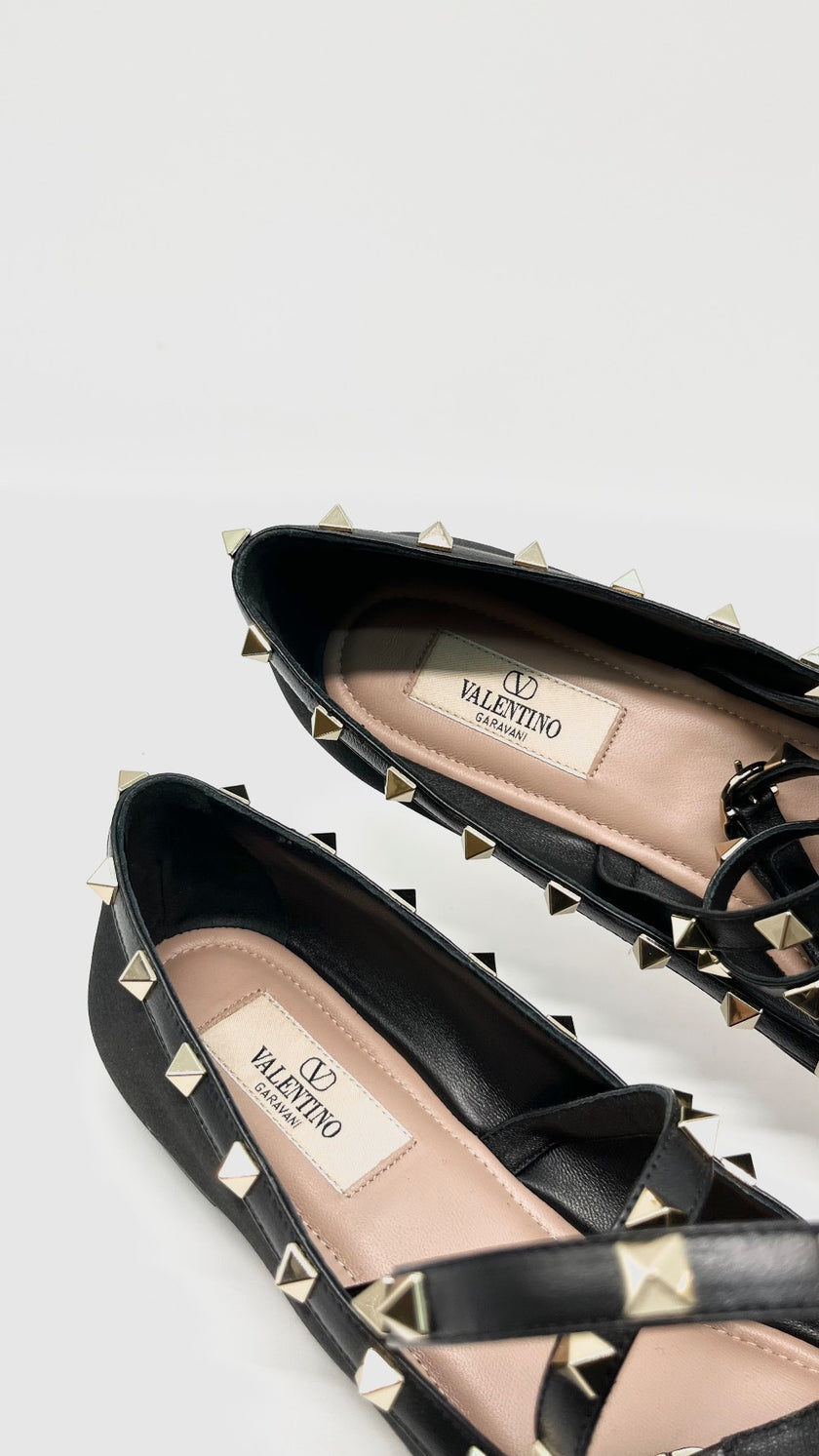 Brand New. Valentino Satin Ballet Flats Black. 39|13846