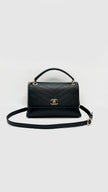 Like New. Chanel Top Handle Chevron Black Calfskin GHW. 27528955|16526