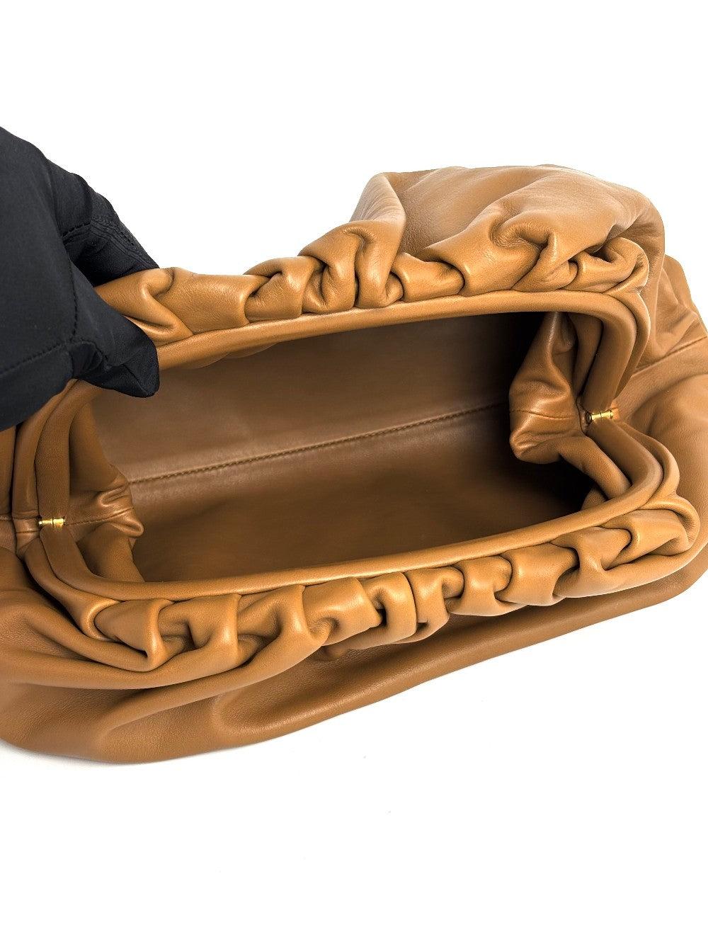 Preowned. Bottega Pouch Clutch Brown Lambskin|12413