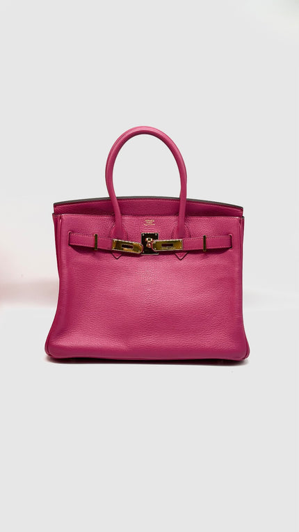 Preowned. Hermes Birkin 30 Rose Tyrien Chevre GHW. N40|13659