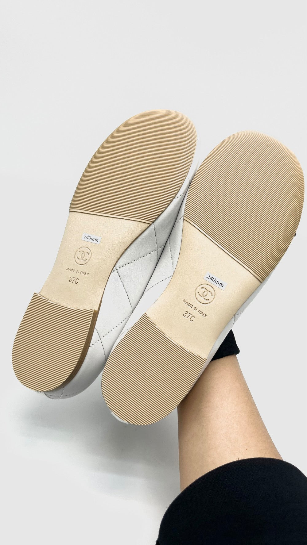 Brand New. Chanel Cambon Ballet Flats White/Black. 37C|16763