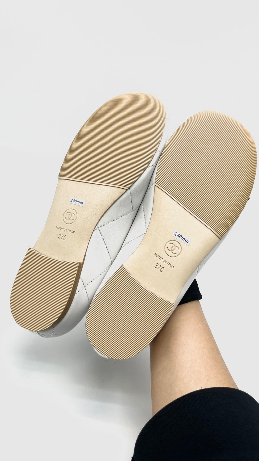 Brand New. Chanel Cambon Ballet Flats White/Black. 37C|16763