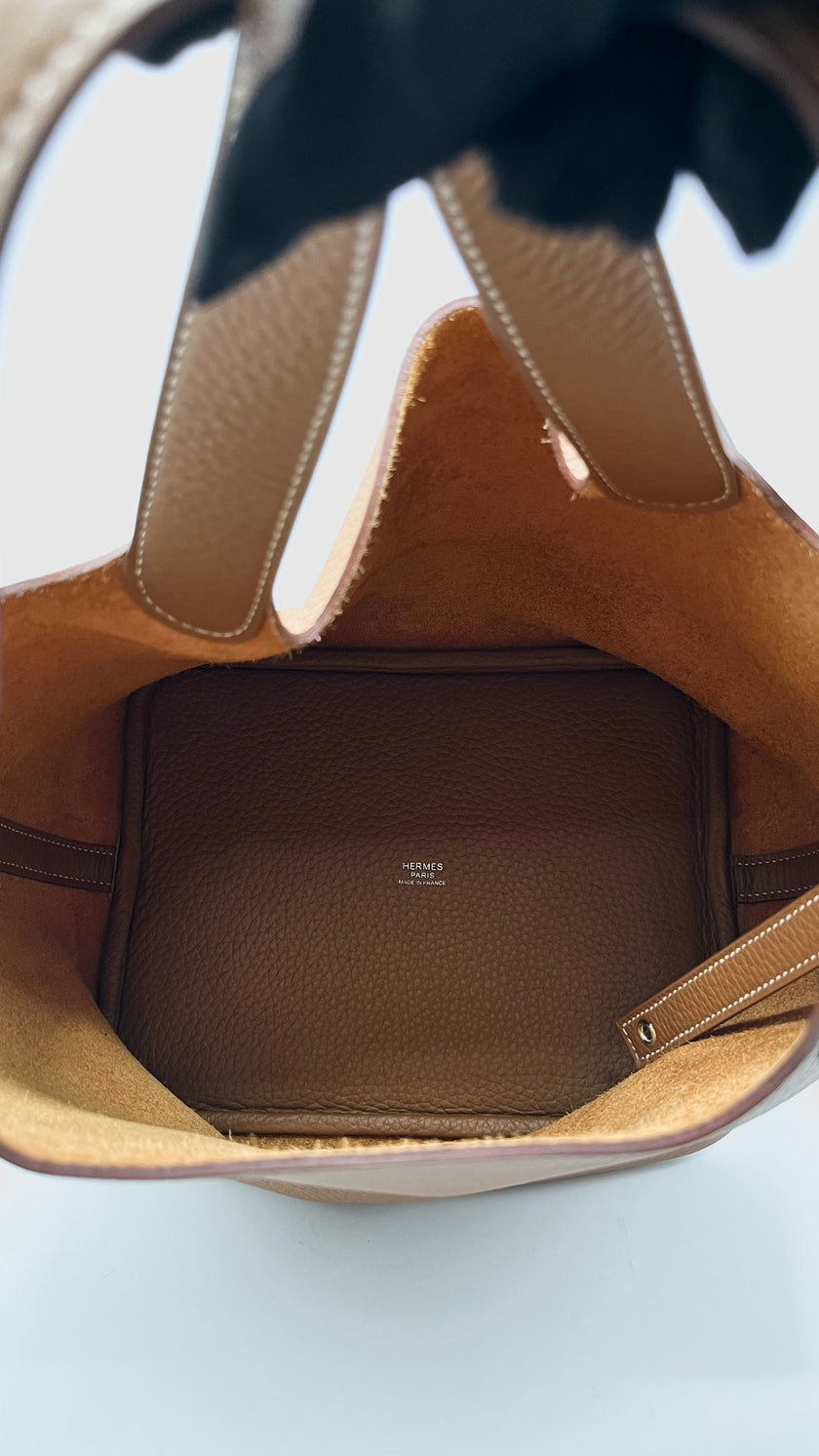 Brand New. Hermes Picotin 22 Gold Clemence PHW. WAM003UH|12323