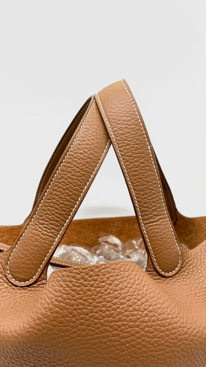 Brand New. Hermes Picotin 22 Gold Clemence PHW. WAM003UH|12319