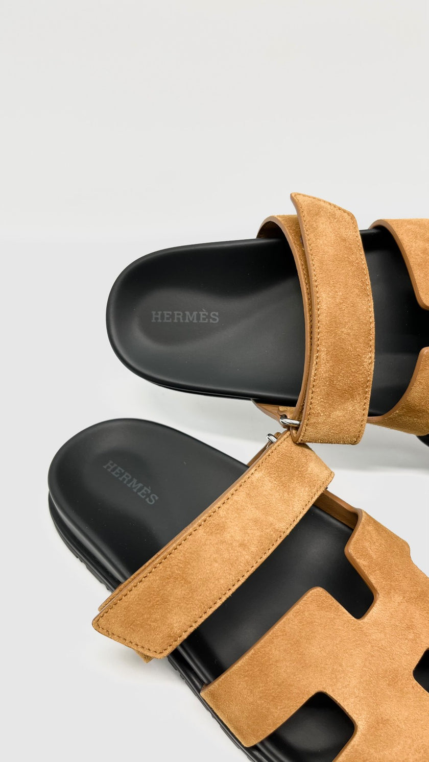 Brand New. Hermes Chypre Suede Camel. 37|13955