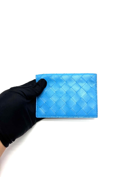 Brana New. Bottega Cassette Bifold Zip Wallet Light Blue|16926