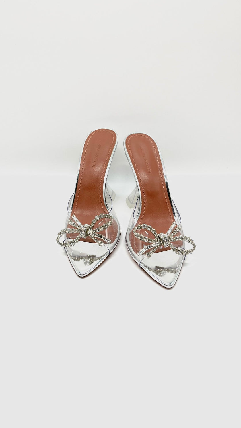 Brand New. Amina Muaddi Begum Glass. 37|10615