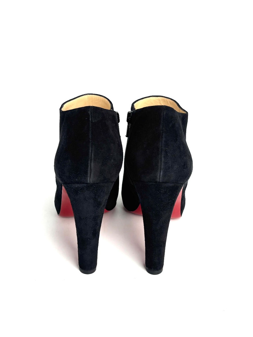 Brand New. Christian Louboutin Black Suede Vicky Booties. 38|12924