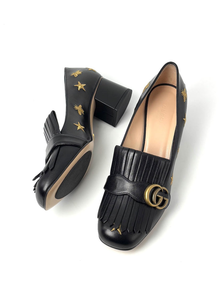 Unused. Gucci Bee Star Mid Mule Black. 40.5|8606
