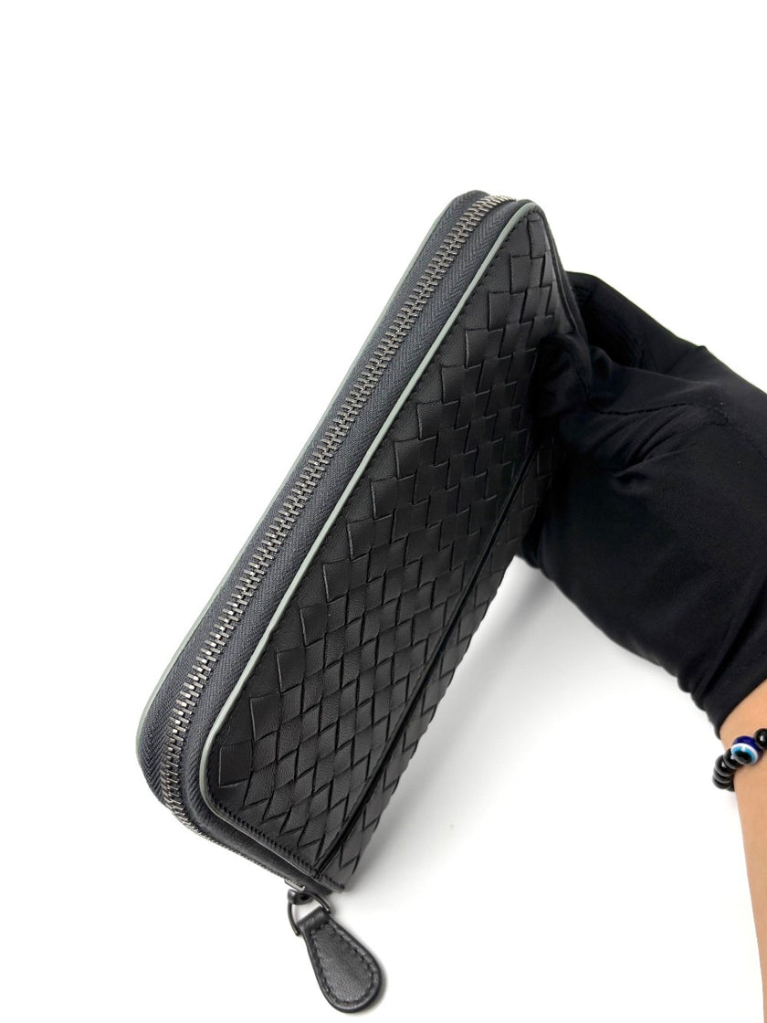 Brand New. Bottega Zip Around Long Wallet Gray|8118
