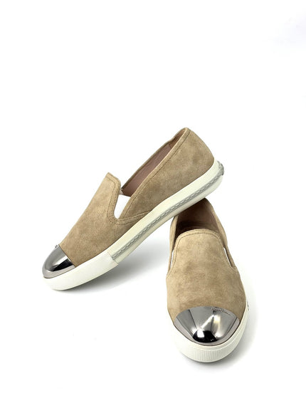 Brand New. Miu Miu Slip On Suede Beige. 37|7336