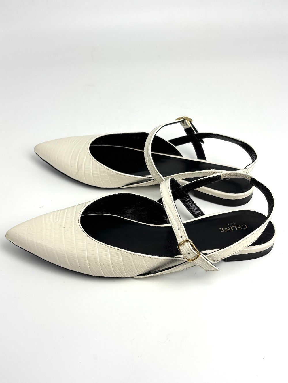 Preowned. Celine Slingback Flats White. 36|11725