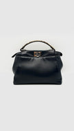 Preowned. Fendi Peekaboo Mini Black Phyton Handle SHW|15664