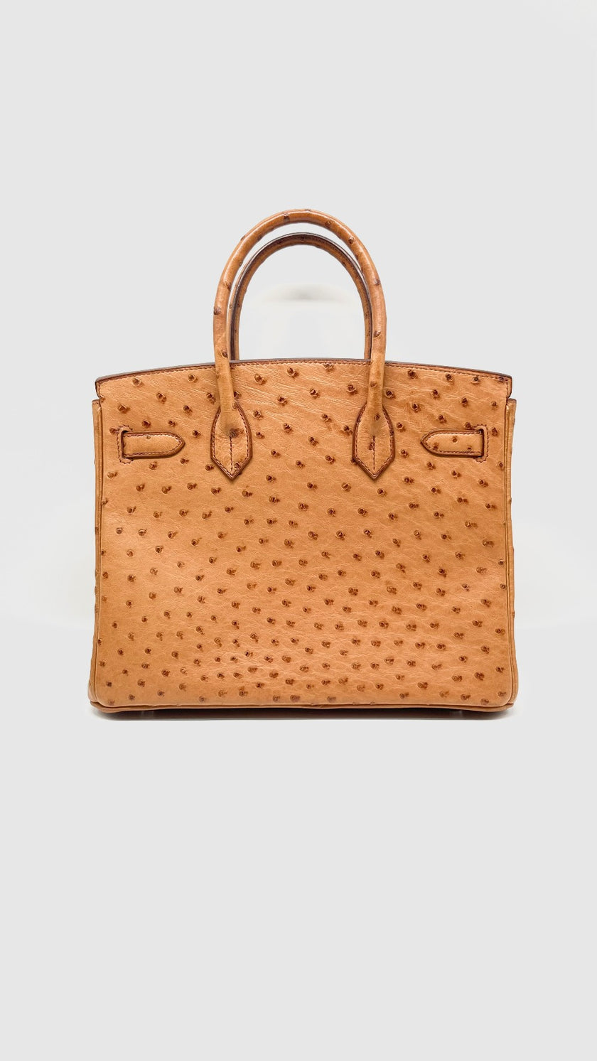 Preowned. Hermes Birkin 30 Ostrich Cognac PHW. J Square K19|11185