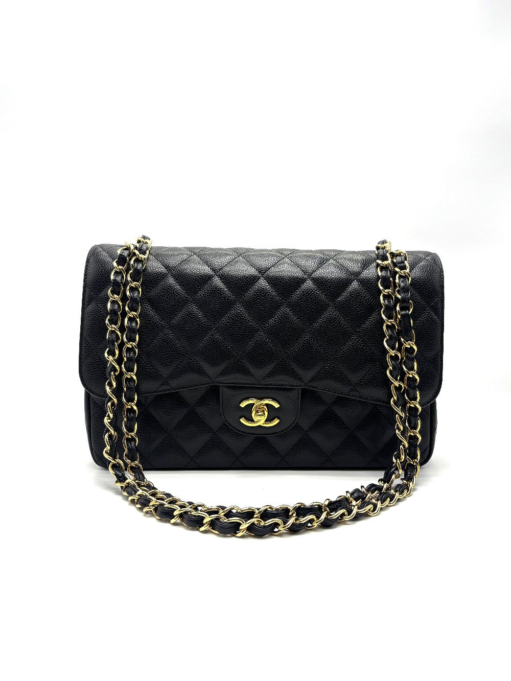 Preowned. Chanel Jumbo Double Flap Caviar Black GHW. 28375805|17126