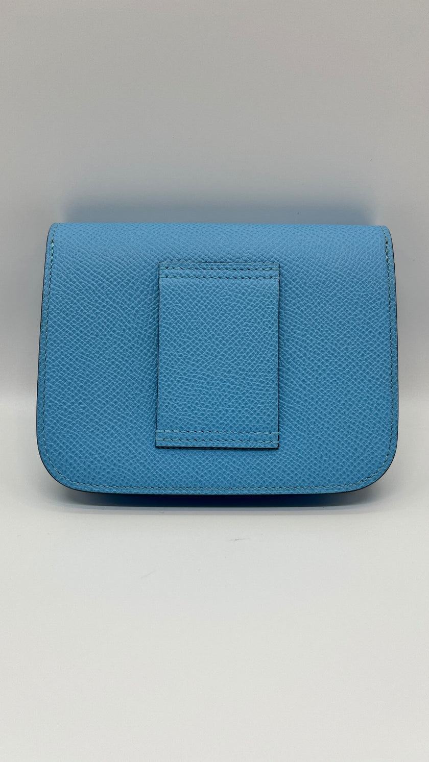 Brand New.Hermes Constance Slim Wallet Celeste GHW. BTY007BD|5396