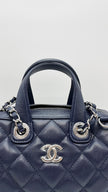 Brand New. Chanel 25 Bowler Caviar Blue SHW. C1PA750L|16536