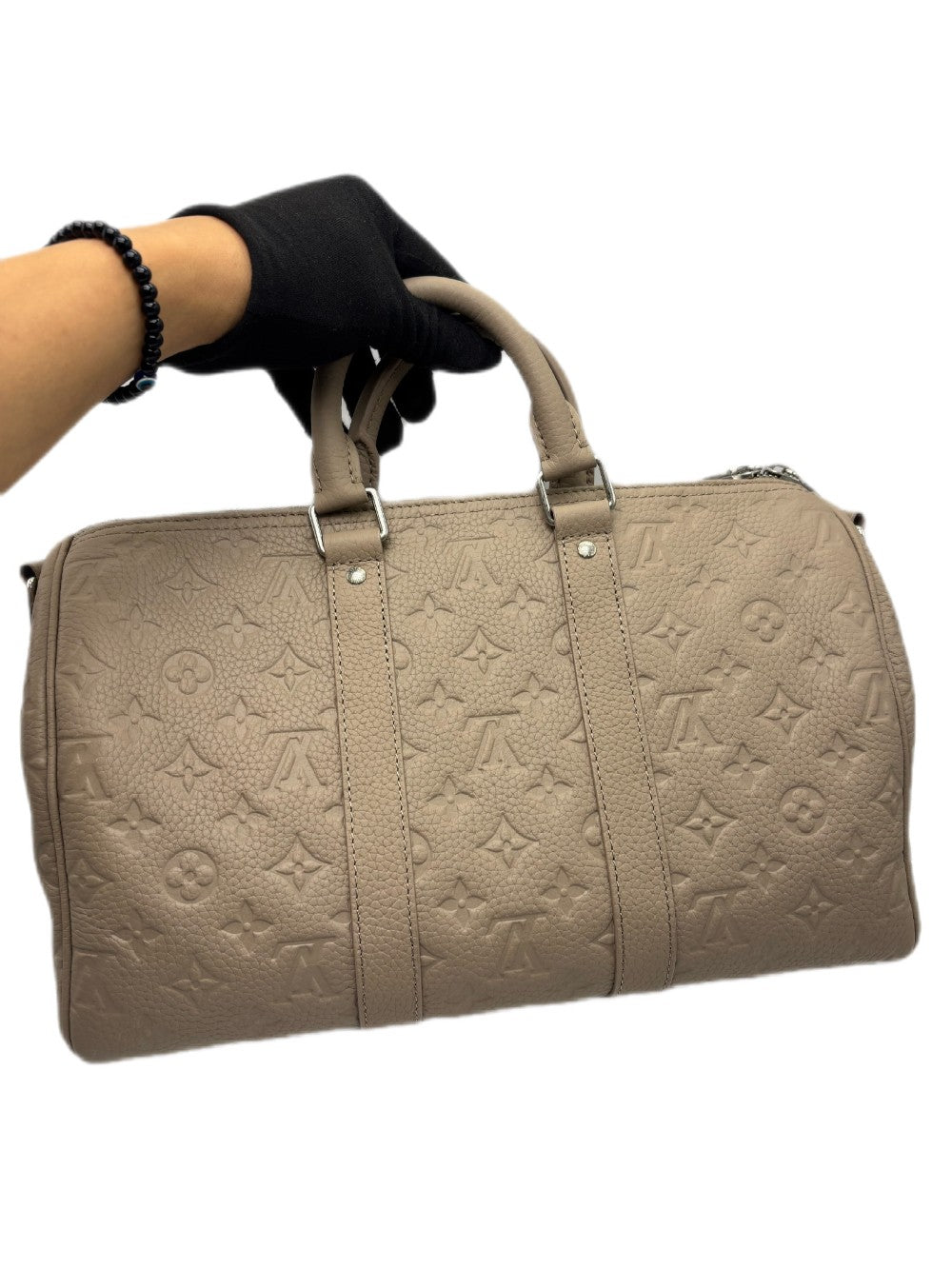 Brand New. LV Keepall Bandouliere 35 Aerogram Beige Monogram Tourillon SHW. Microchip|17201