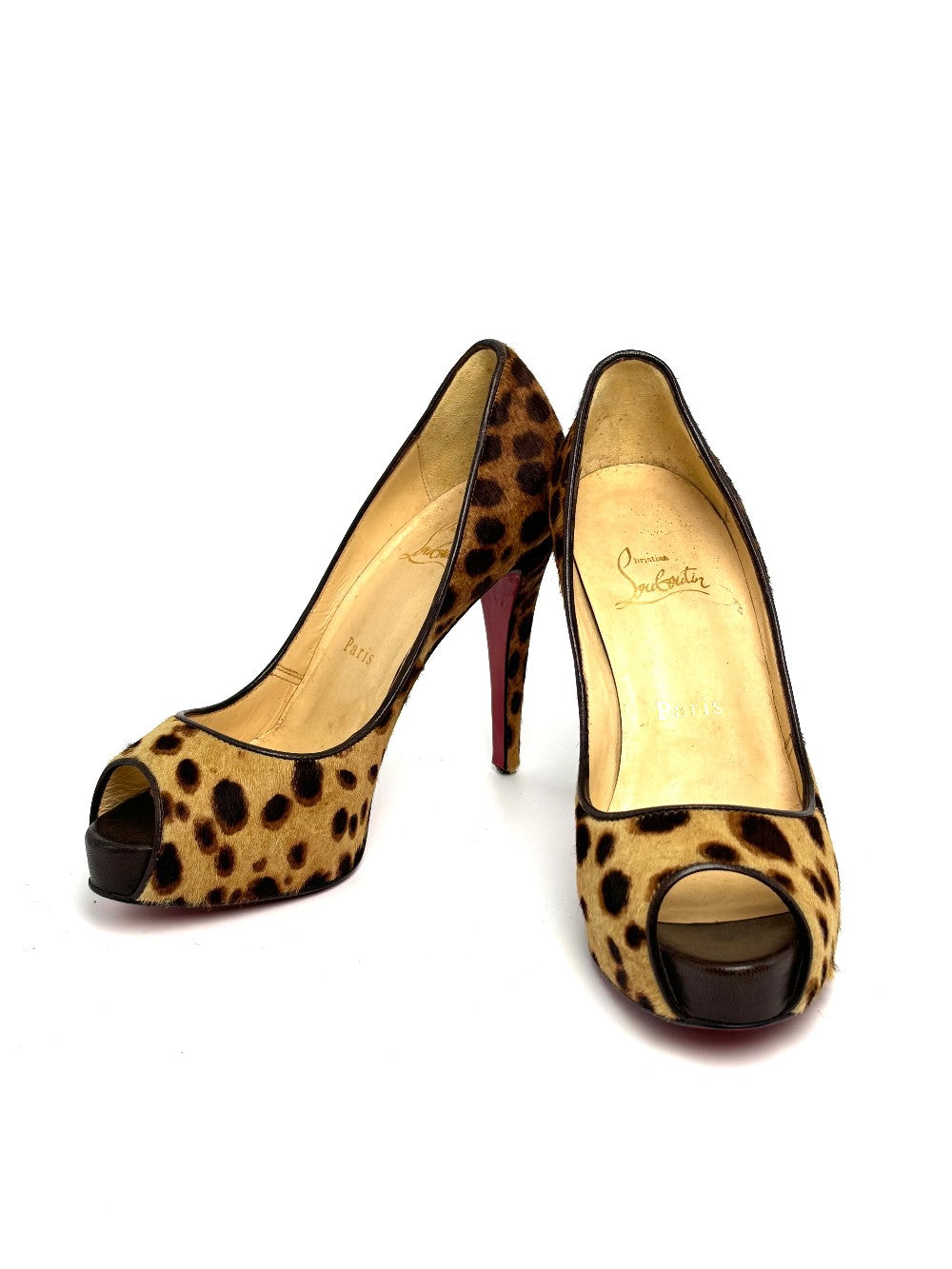 Like New. Louboutin Open Toe Flats Leopard. 35.5|10667