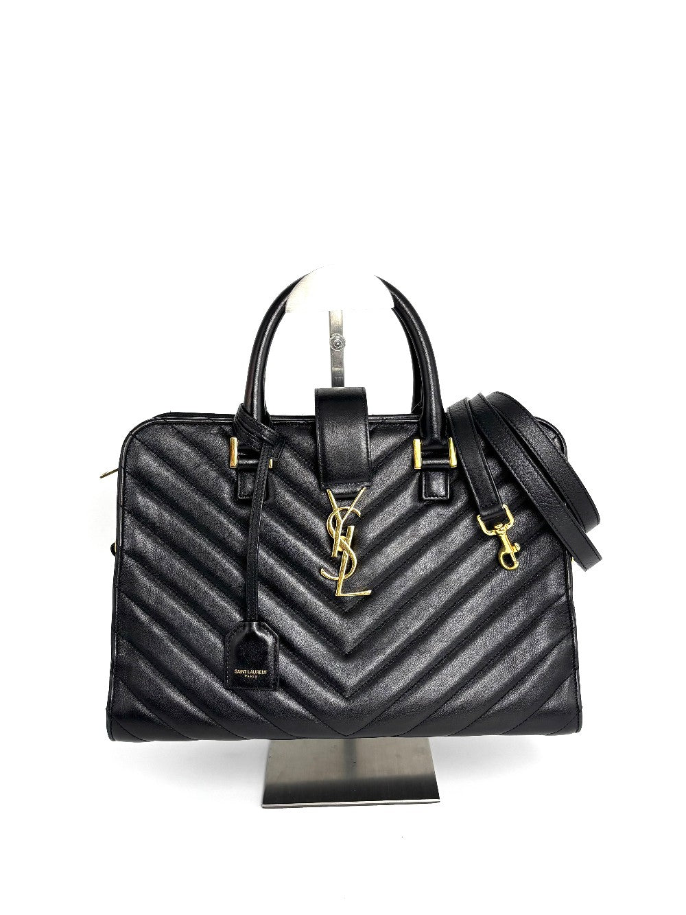 Preowned. YSL Cabas Matelasse Leather Small Black|12442