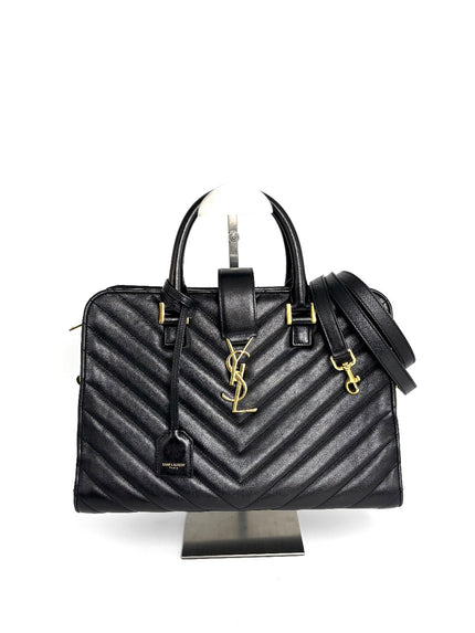 Preowned. YSL Cabas Matelasse Leather Small Black|12442