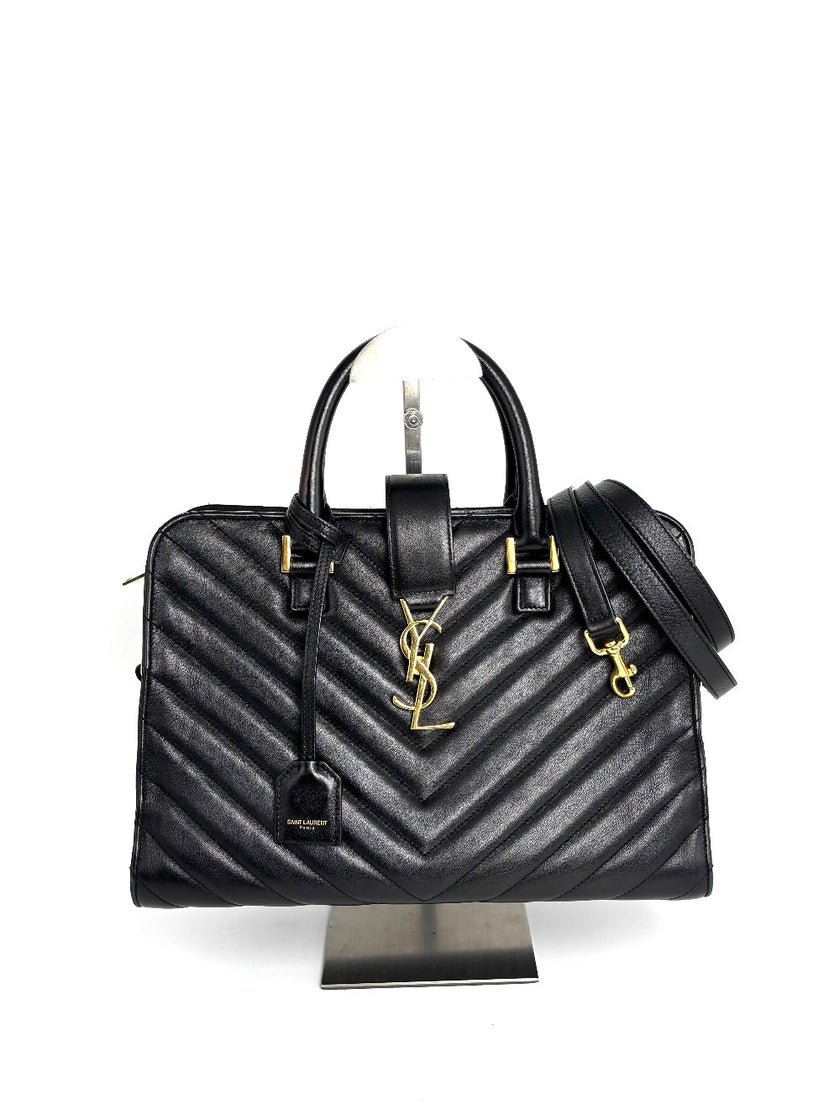 Preowned. YSL Cabas Matelasse Leather Small Black|12442