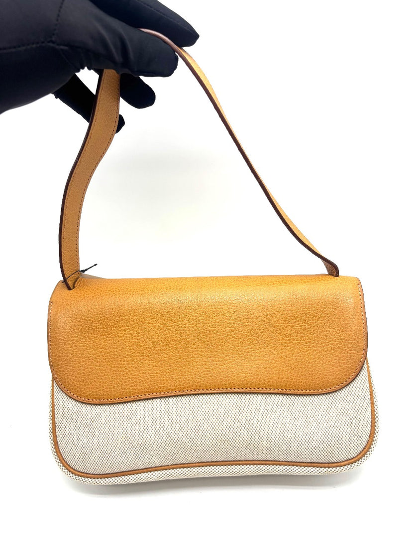 Preowned. Hermes Sac Colorado PM Vache Liege Toile Officier Natural PHW. H Square J|17857