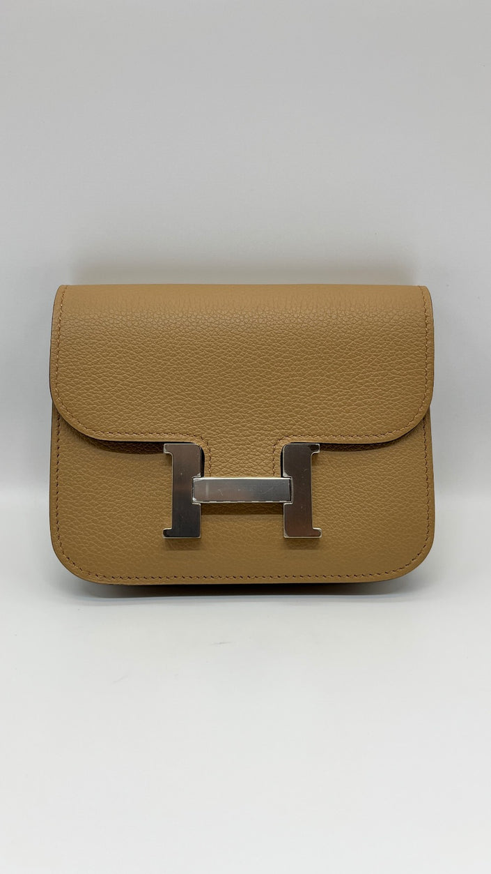 Brand New. Hermes Constance Slim Passant Chai PHW. UMZ002MM|5415