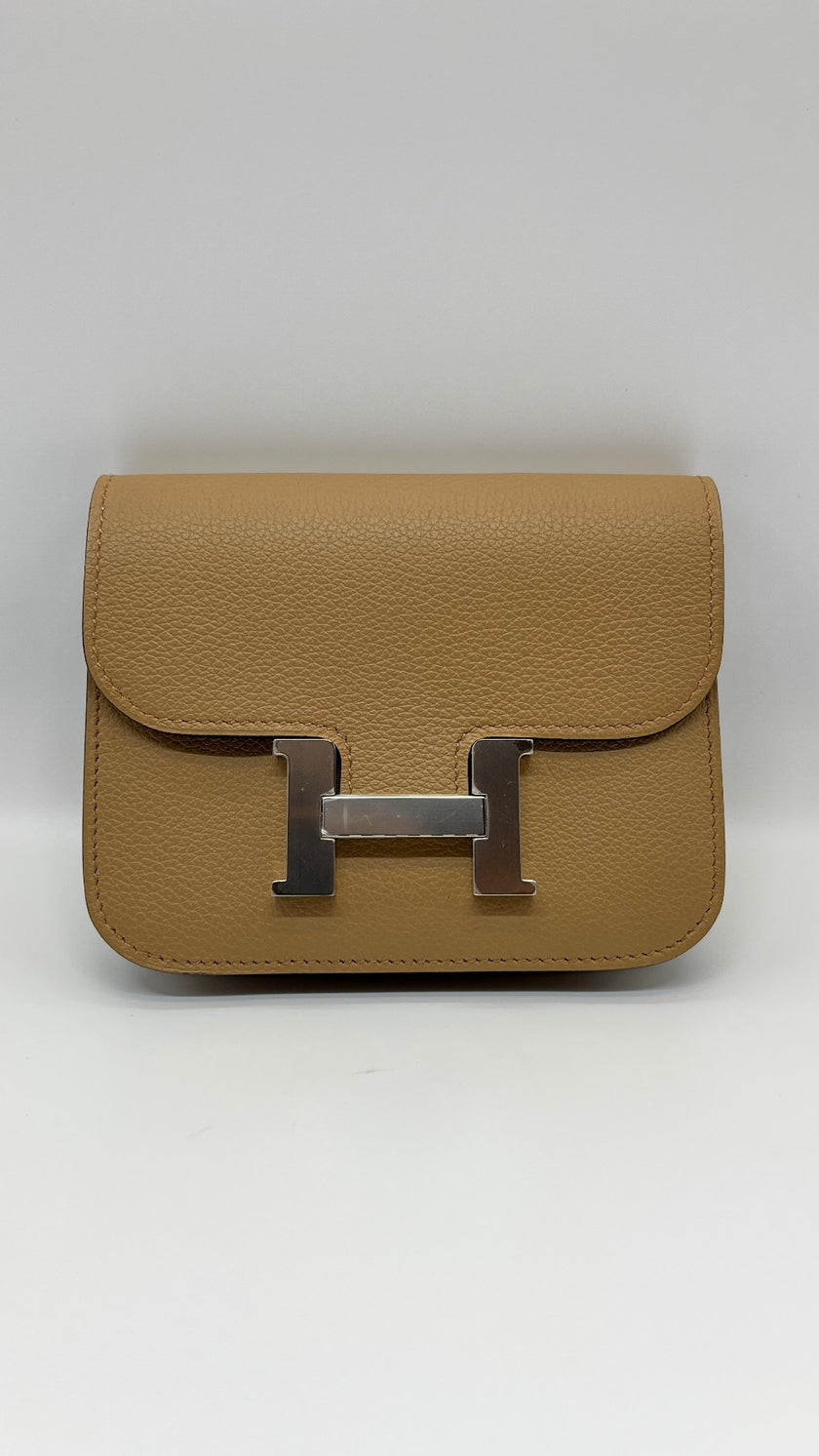 Brand New. Hermes Constance Slim Passant Chai PHW. UMZ002MM|5415